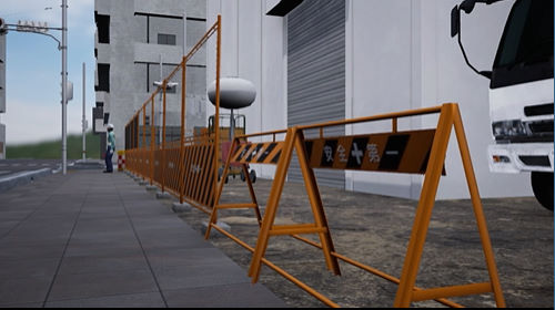 強風で工事現場のフェンスが倒壊のサムネイル画像