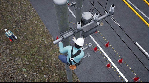 老朽化した電柱の根元が折れ倒壊のサムネイル画像