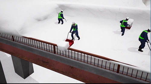 橋上での除雪中に約20m下の川へ転落のサムネイル画像