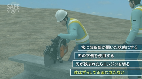 摩擦によりカッターの刃が跳ね返り（キックバック現象）、被災者を直撃したのサムネイル画像